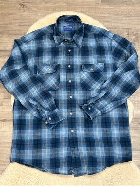 Pendleton Blue Multi-Tone Plaid Button-Down Shirt
